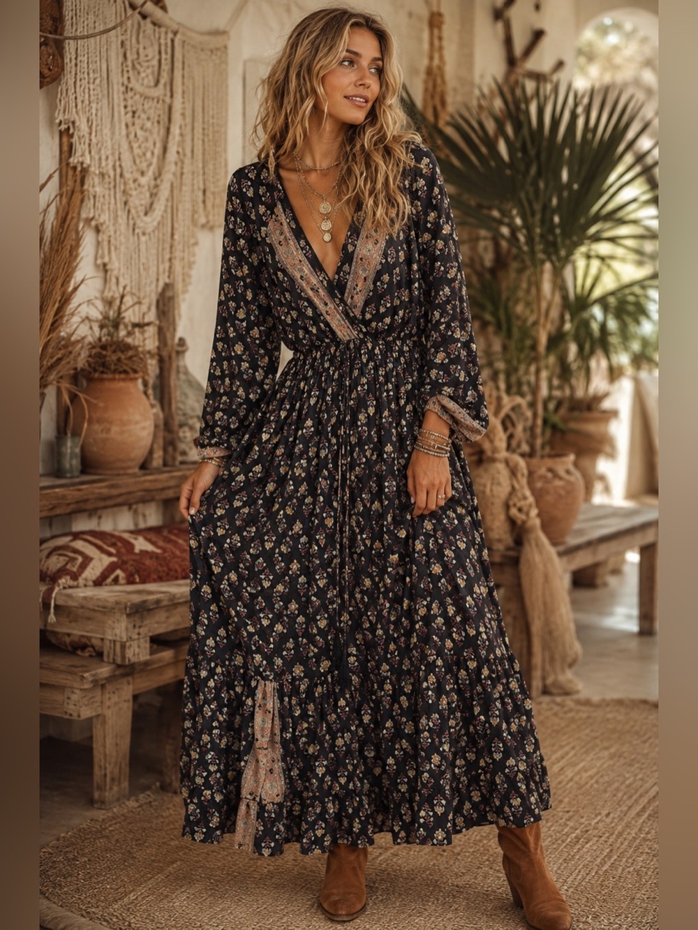 Karma Highway NWT womans Boho Floral Maxi Dress size OS